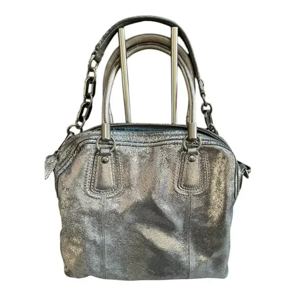 COACH‎ Limited ED KRISTIN GRAY METALLIC SILVER GUNMETAL NUBUCK SUEDE BAG Purse